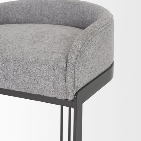 Hollyfield II Gray Fabric Seat W/ Gray Metal Base Counter Stool by Mercana at Eve Furniture