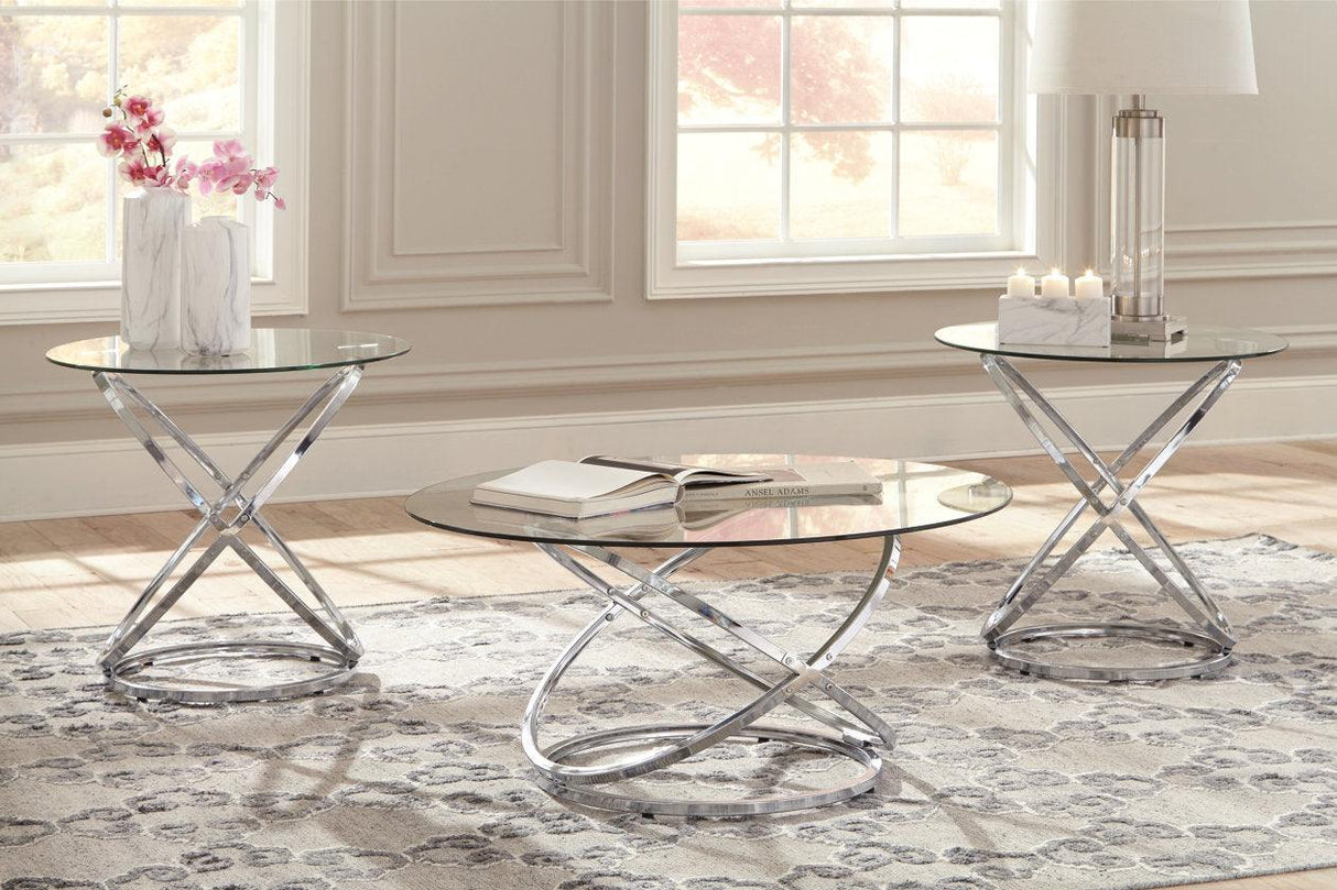 Hollynyx Chrome Finish Table by Ashley at Eve Furniture