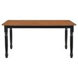 Hollyoak Walnut and Black Farmhouse Rectangular Dining Table with Turned Legs by Coaster at Eve Furniture