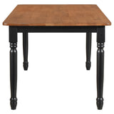 Hollyoak Walnut and Black Farmhouse Rectangular Dining Table with Turned Legs by Coaster at Eve Furniture