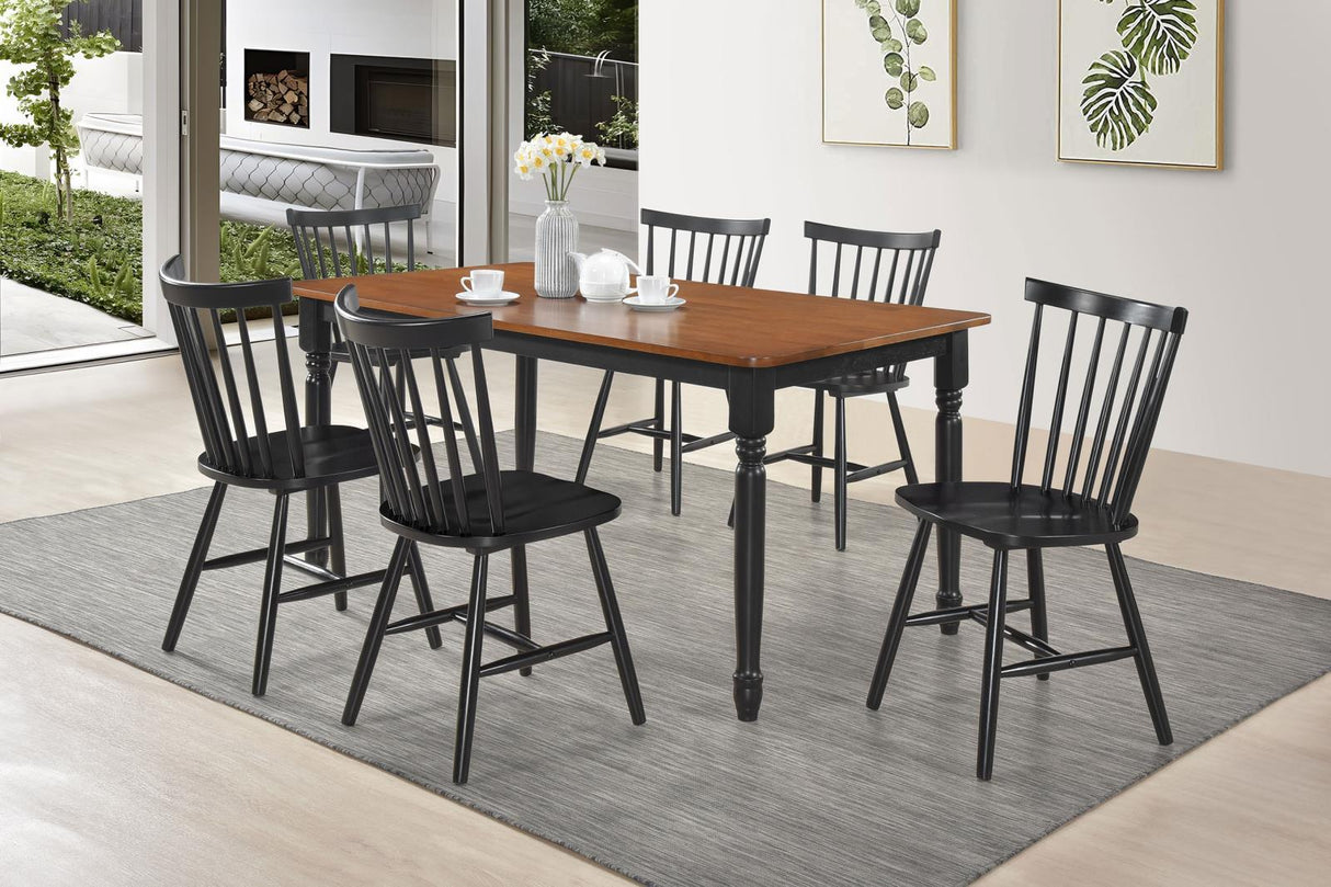 Hollyoak Walnut and Black Farmhouse Rectangular Dining Table with Turned Legs by Coaster at Eve Furniture