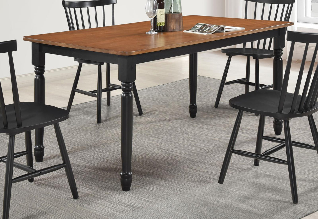 Hollyoak Walnut and Black Farmhouse Rectangular Dining Table with Turned Legs by Coaster at Eve Furniture