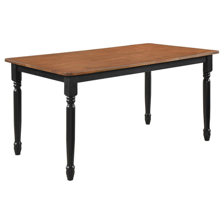 Hollyoak Walnut and Black Farmhouse Rectangular Dining Table with Turned Legs by Coaster at Eve Furniture