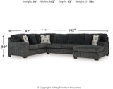 Hollyview Shadow 3-Piece Sectional with Chaise by Ashley at Eve Furniture