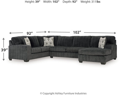 Hollyview Shadow 3-Piece Sectional with Chaise by Ashley at Eve Furniture