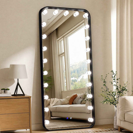Hollywood 2 Black Floor Mirror by New Era Innovations at Eve Furniture
