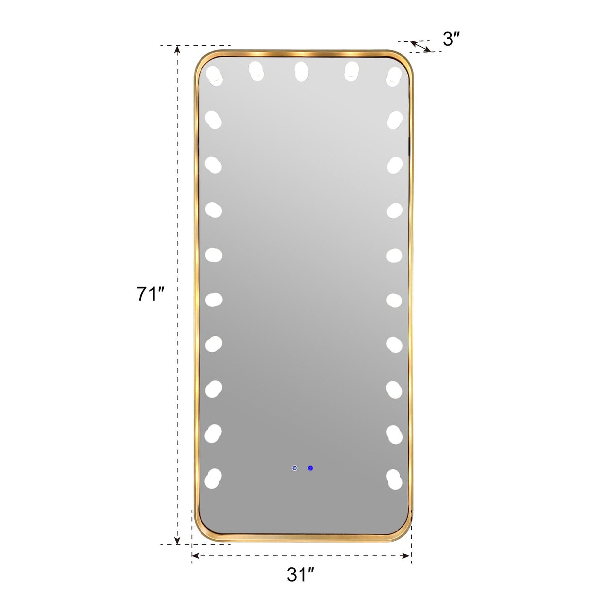 Hollywood 2 Gold Floor Mirror by New Era Innovations at Eve Furniture
