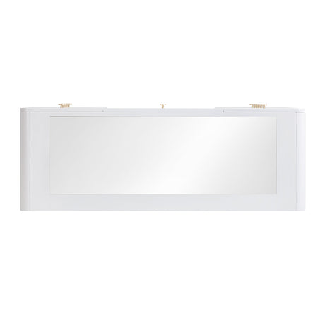 Hollywood 56" White Desk with LED Panel Vanity Mirror by TOV Furniture at Eve Furniture