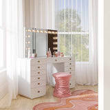 Hollywood 56" White Desk with Vanity Mirror by TOV Furniture at Eve Furniture