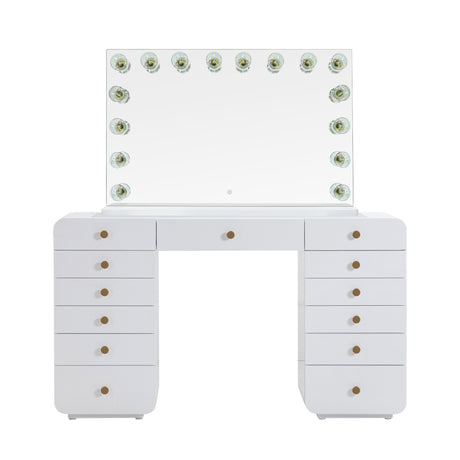 Hollywood 56" White Desk with Vanity Mirror by TOV Furniture at Eve Furniture