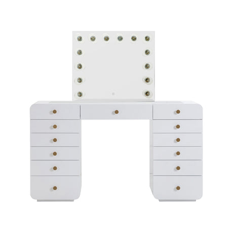 Hollywood 56" White Desk with Vanity Mirror by TOV Furniture at Eve Furniture