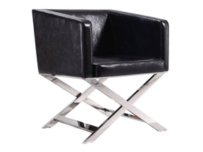 Hollywood Lounge Accent Chair in Black and Polished Chrome by Manhattan Comfort at Eve Furniture