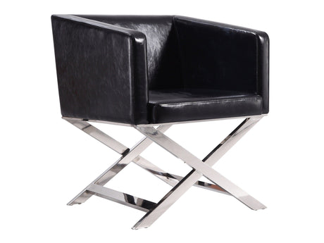 Hollywood Lounge Accent Chair in Black and Polished Chrome by Manhattan Comfort at Eve Furniture
