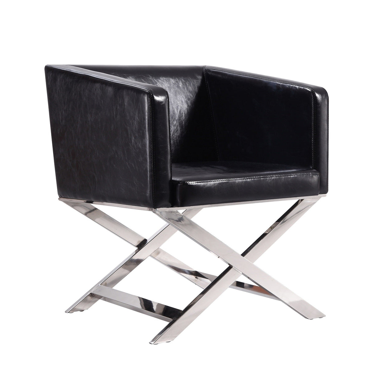 Hollywood Lounge Accent Chair in Black and Polished Chrome (set of 2) by Manhattan Comfort at Eve Furniture