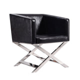 Hollywood Lounge Accent Chair in Black and Polished Chrome (set of 2) by Manhattan Comfort at Eve Furniture