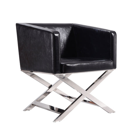 Hollywood Lounge Accent Chair in Black and Polished Chrome (set of 2) by Manhattan Comfort at Eve Furniture