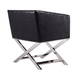 Hollywood Lounge Accent Chair in Black and Polished Chrome (set of 2) by Manhattan Comfort at Eve Furniture