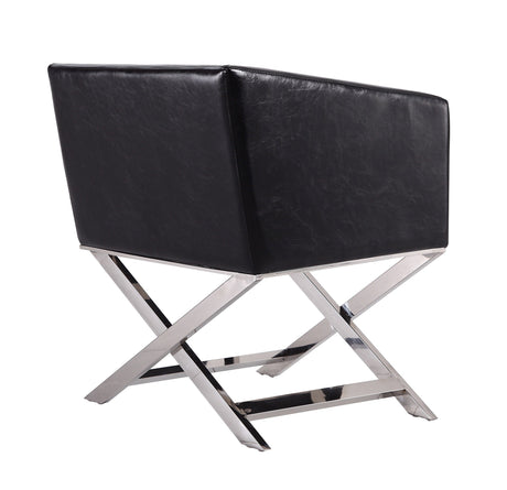 Hollywood Lounge Accent Chair in Black and Polished Chrome (set of 2) by Manhattan Comfort at Eve Furniture