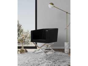Hollywood Lounge Accent Chair in Black and Polished Chrome (set of 2) by Manhattan Comfort at Eve Furniture