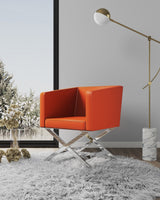 Hollywood Lounge Accent Chair in Orange and Polished Chrome by Manhattan Comfort at Eve Furniture