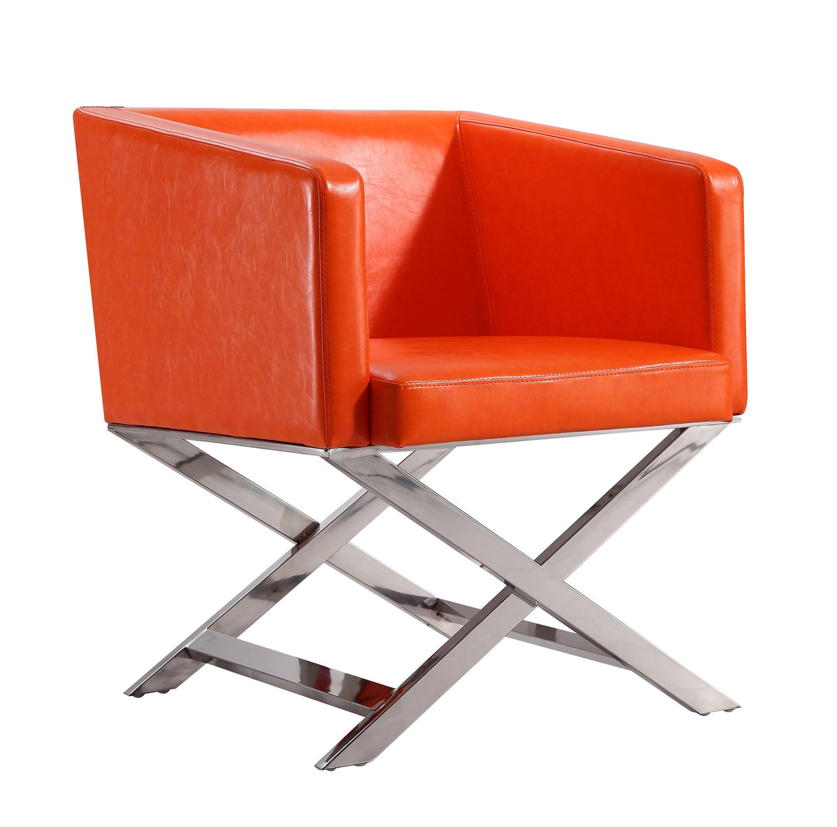Hollywood Lounge Accent Chair in Orange and Polished Chrome (set of 2) by Manhattan Comfort at Eve Furniture