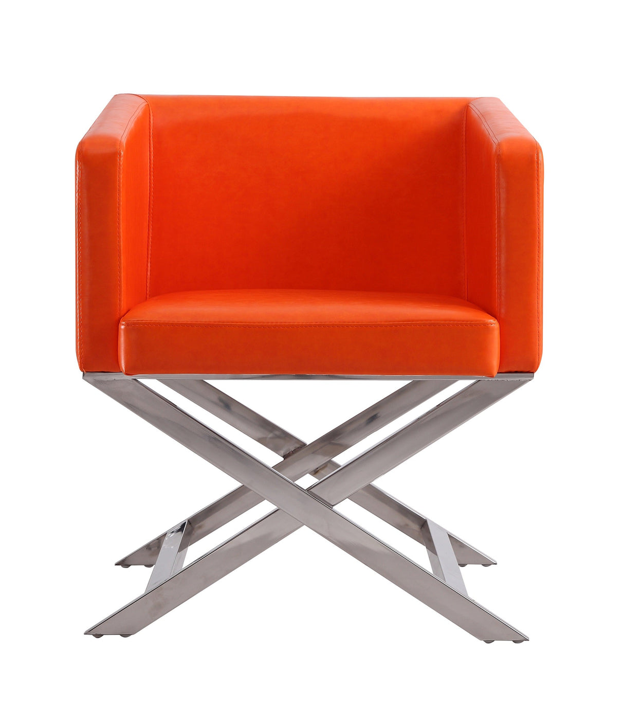 Hollywood Lounge Accent Chair in Orange and Polished Chrome (set of 2) by Manhattan Comfort at Eve Furniture