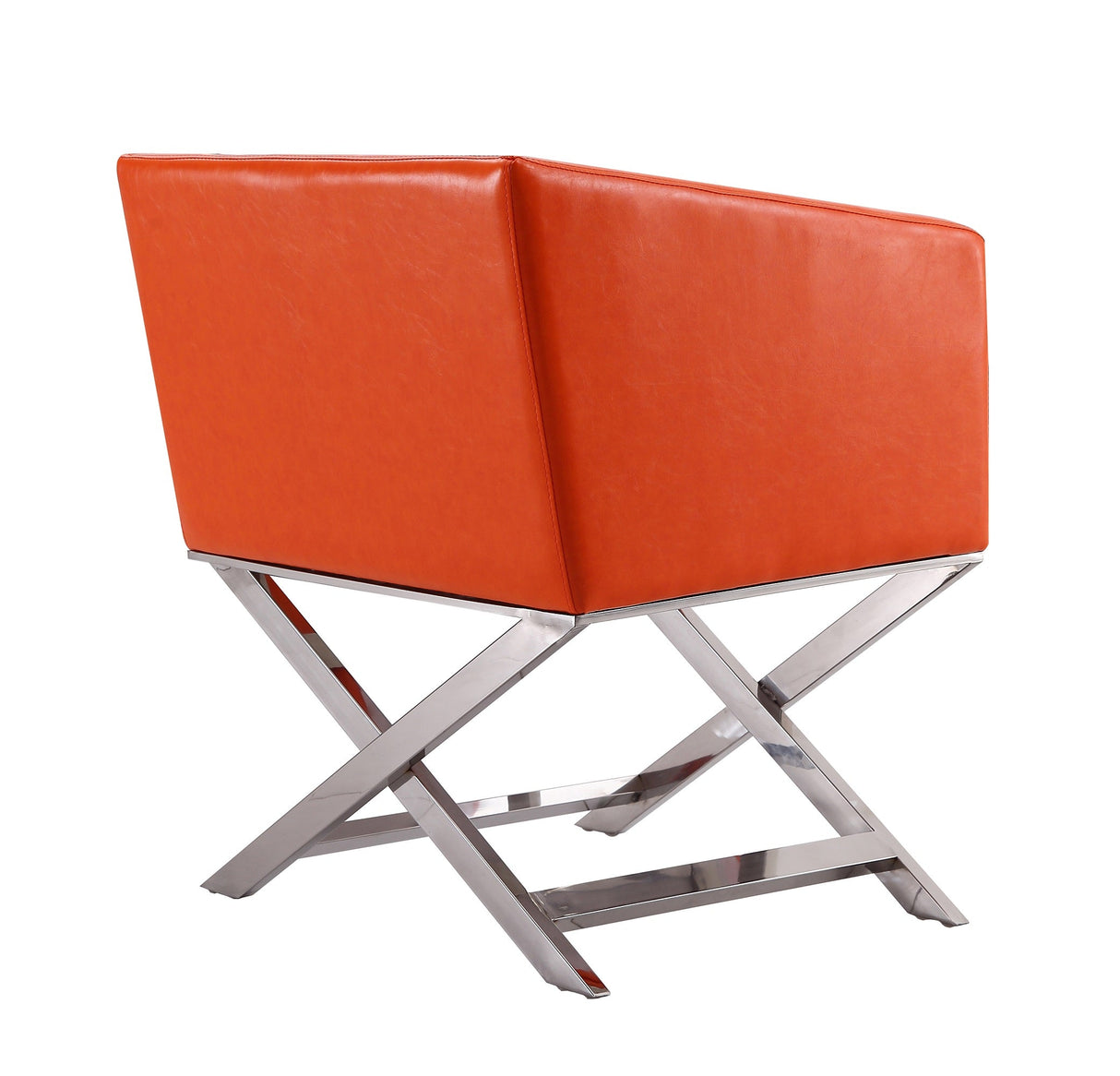 Hollywood Lounge Accent Chair in Orange and Polished Chrome (set of 2) by Manhattan Comfort at Eve Furniture