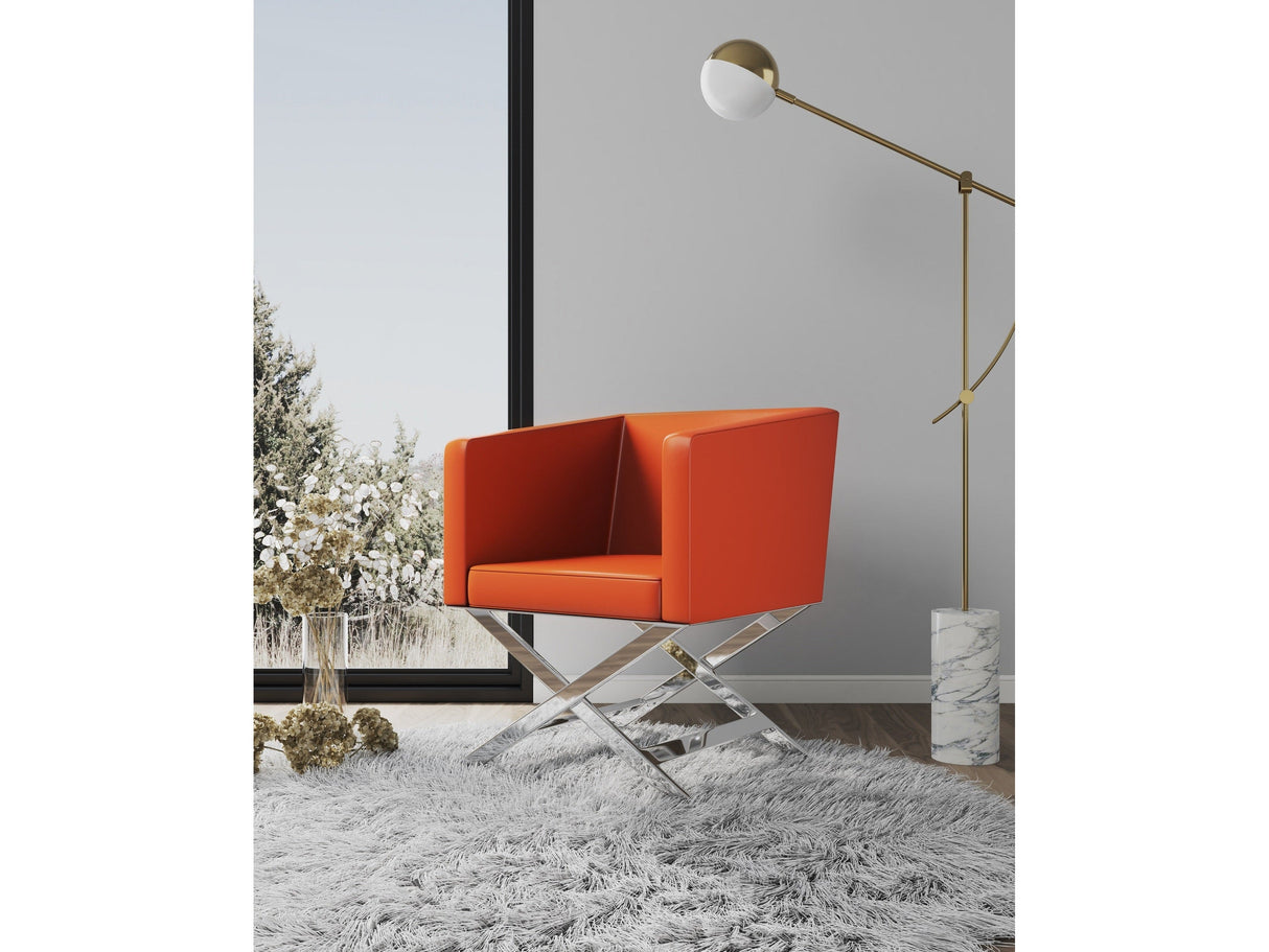 Hollywood Lounge Accent Chair in Orange and Polished Chrome (set of 2) by Manhattan Comfort at Eve Furniture