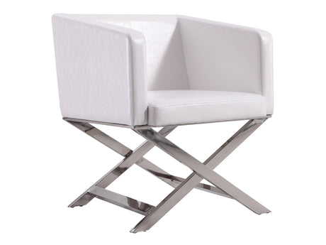 Hollywood Lounge Accent Chair in White and Polished Chrome by Manhattan Comfort at Eve Furniture