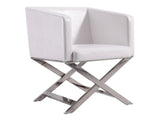 Hollywood Lounge Accent Chair in White and Polished Chrome by Manhattan Comfort at Eve Furniture