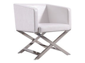 Hollywood Lounge Accent Chair in White and Polished Chrome by Manhattan Comfort at Eve Furniture