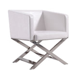 Hollywood Lounge Accent Chair in White and Polished Chrome (set of 2) by Manhattan Comfort at Eve Furniture