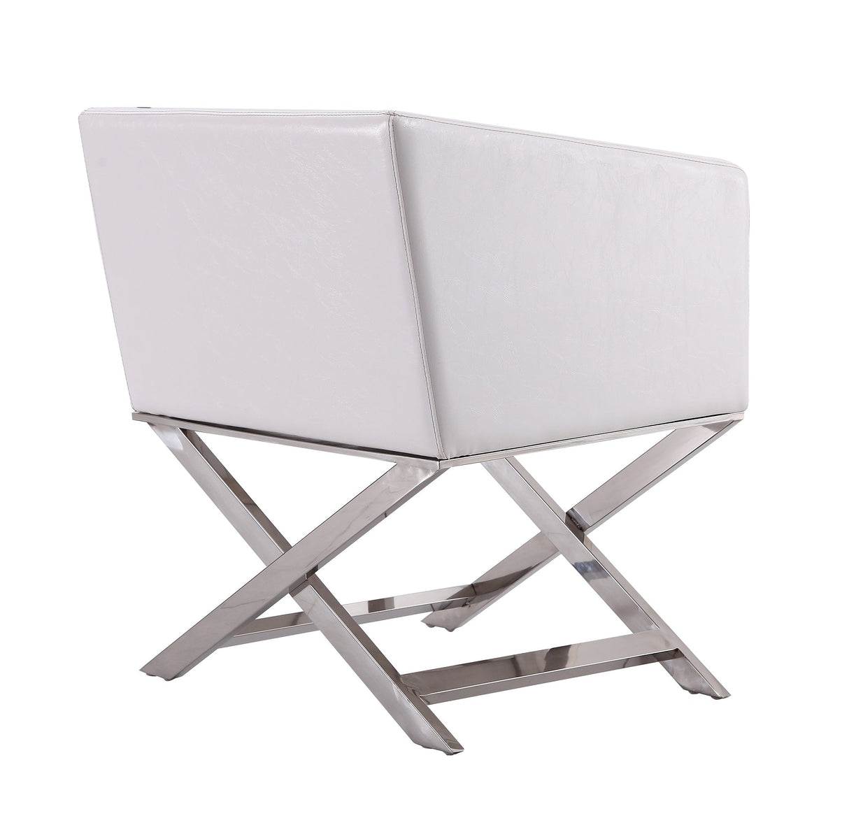 Hollywood Lounge Accent Chair in White and Polished Chrome (set of 2) by Manhattan Comfort at Eve Furniture