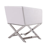 Hollywood Lounge Accent Chair in White and Polished Chrome (set of 2) by Manhattan Comfort at Eve Furniture