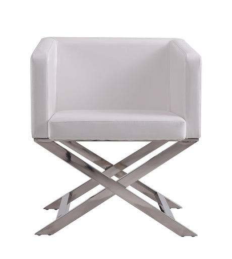 Hollywood Lounge Accent Chair in White and Polished Chrome (set of 2) by Manhattan Comfort at Eve Furniture