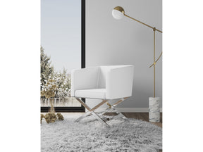 Hollywood Lounge Accent Chair in White and Polished Chrome (set of 2) by Manhattan Comfort at Eve Furniture