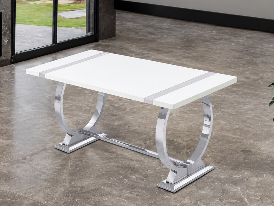 Holstebro Silver/White 60" Dining Table by Furniture of America at Eve Furniture