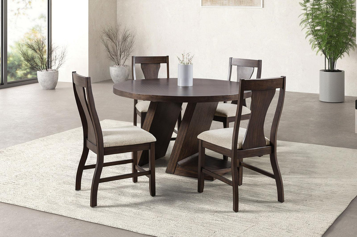 Holsworthy Espresso Round Dining Table Only by Furniture of America at Eve Furniture