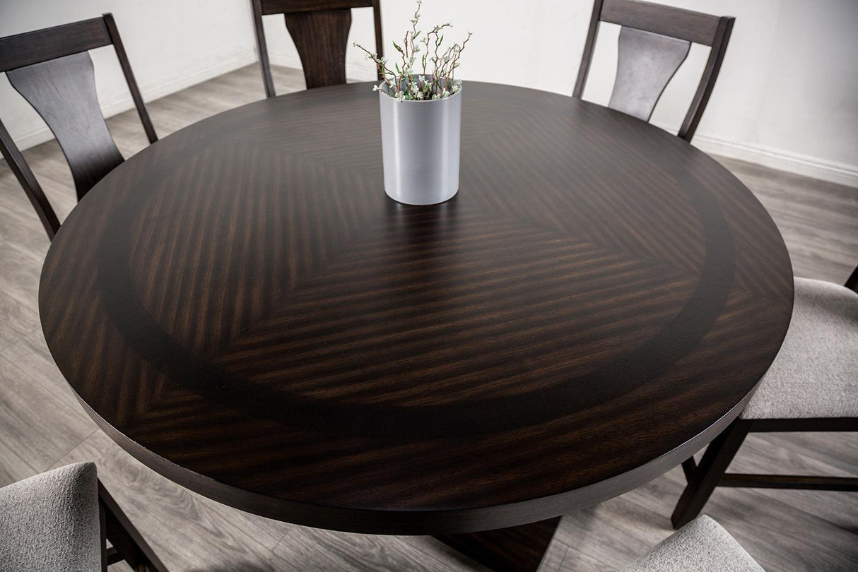 Holsworthy Espresso Round Dining Table by Furniture of America at Eve Furniture