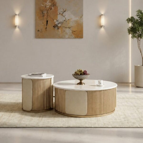 Homey Design Beige HD-30 3PC Coffee Table Set by Homey Design at Eve Furniture