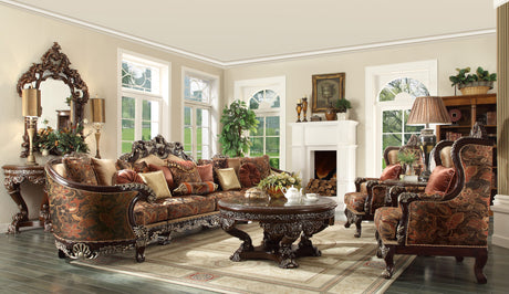 Homey Design HD-111 Dark Red Mahogany Sectional Sofa & 2 Chair (Clearance Sale) by Homey Design at Eve Furniture