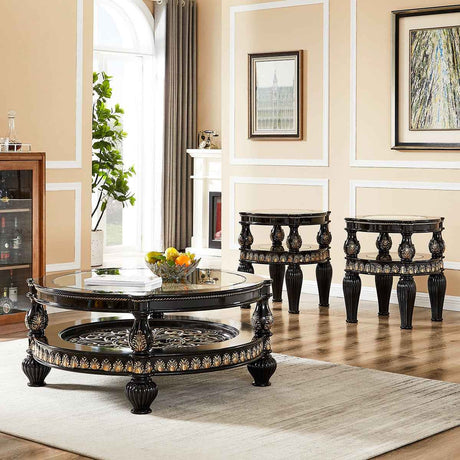Homey Design HD-1208 Black Enamel Gold End Table by Homey Design at Eve Furniture