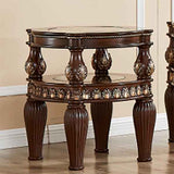 Homey Design HD-1521 Dark Mahogany Metallic Gold End Table by Homey Design at Eve Furniture