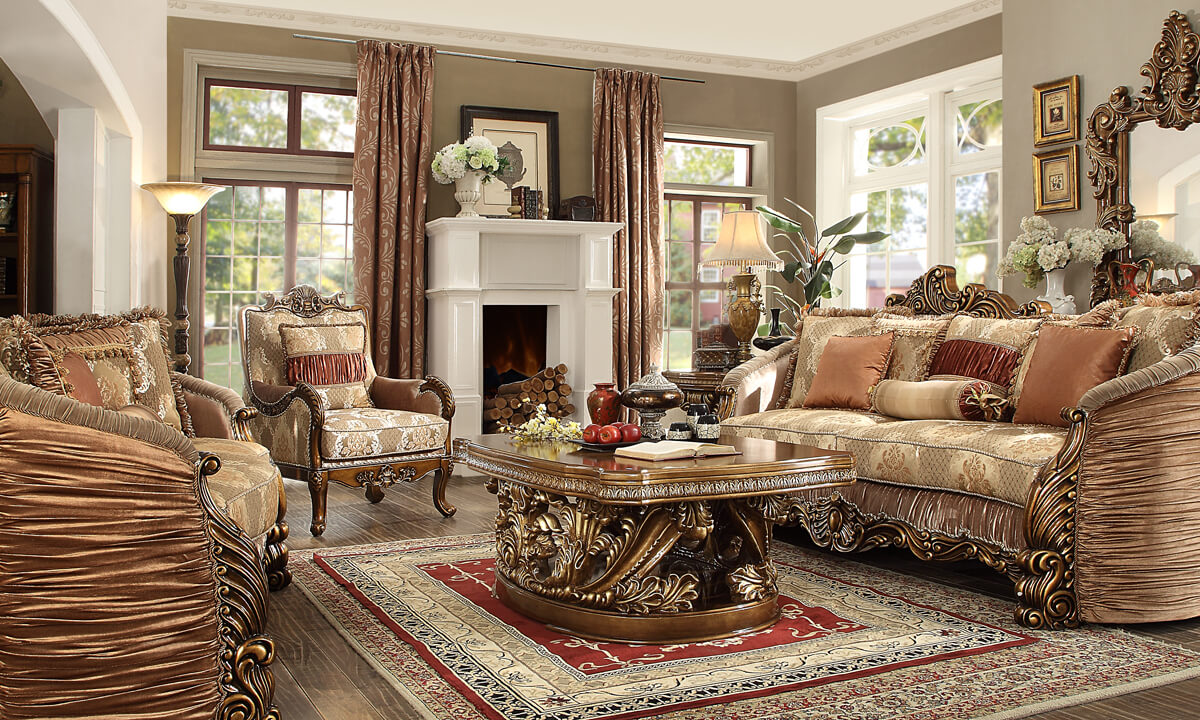 Homey Design HD-1601 Antique Gold Loveseat by Homey Design at Eve Furniture