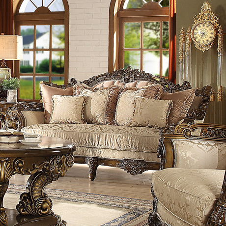 Homey Design HD-1609 Metallic Antique Gold Perfect Brown Loveseat by Homey Design at Eve Furniture