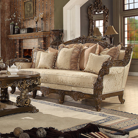 Homey Design HD-1609 Metallic Antique Gold/Perfect Brown Sofa by Homey Design at Eve Furniture