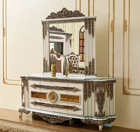 Homey Design HD-1881 Ivory Bronzed Copper Buffet by Homey Design at Eve Furniture