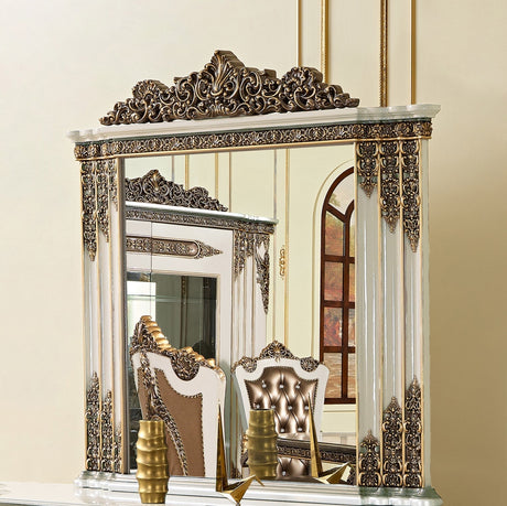 Homey Design HD-1881 Ivory Bronzed Copper Mirror by Homey Design at Eve Furniture