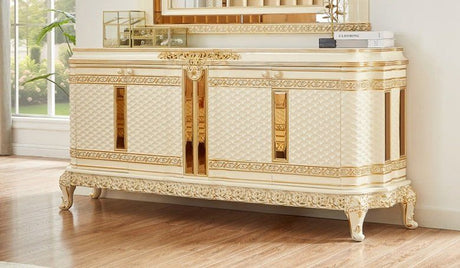 Homey Design HD-1882 Dresser Only in Ivory/Gold HD-DR1882 by Homey Design at Eve Furniture
