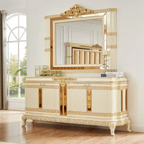 Homey Design HD-1882 Dresser Only in Ivory/Gold HD-DR1882 by Homey Design at Eve Furniture